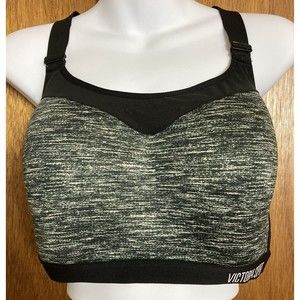 Victoria’s Secret Sports Bra 36DD Black White Keyhole Racerback Padded Wirefree